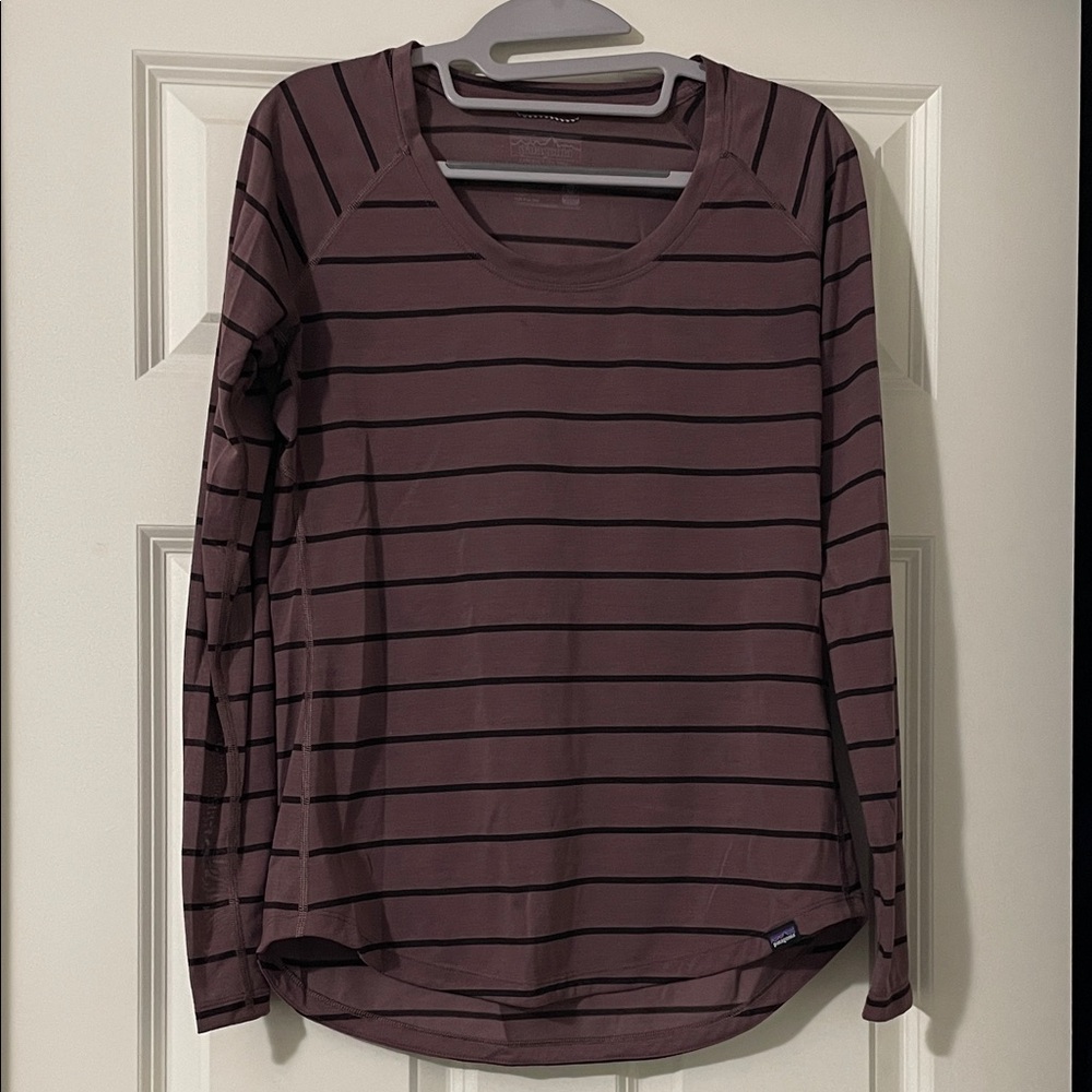 Patagonia Plum Striped Long Sleeve Tee